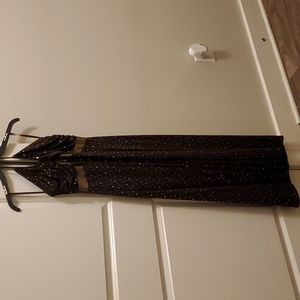 LONG BROWN AND GOLD DRESS HALTER